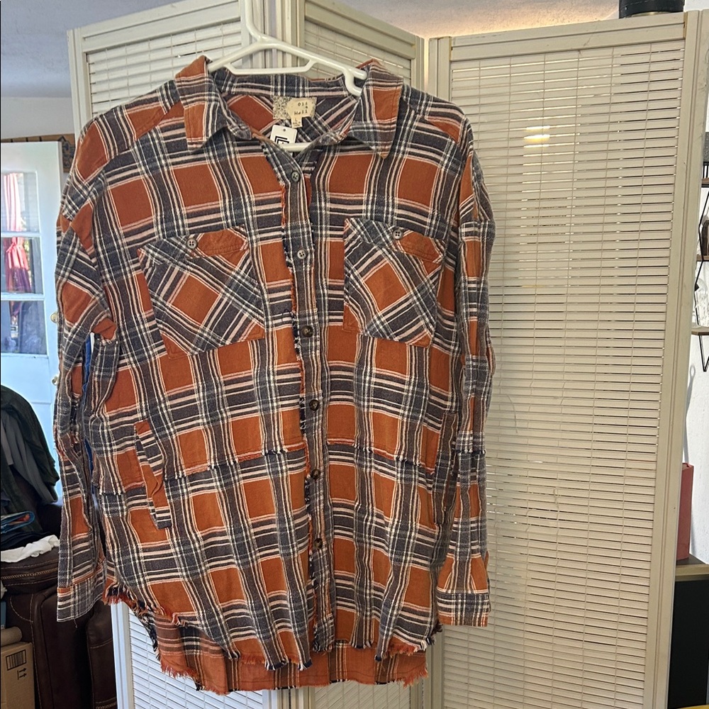 Woman’s Orange Plaid Shirt